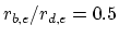 $ r_{b,e}/r_{d,e}=0.5$